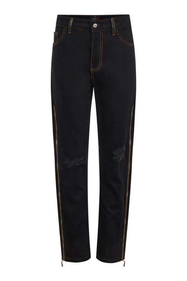 Zipper Black Grazed Jeans